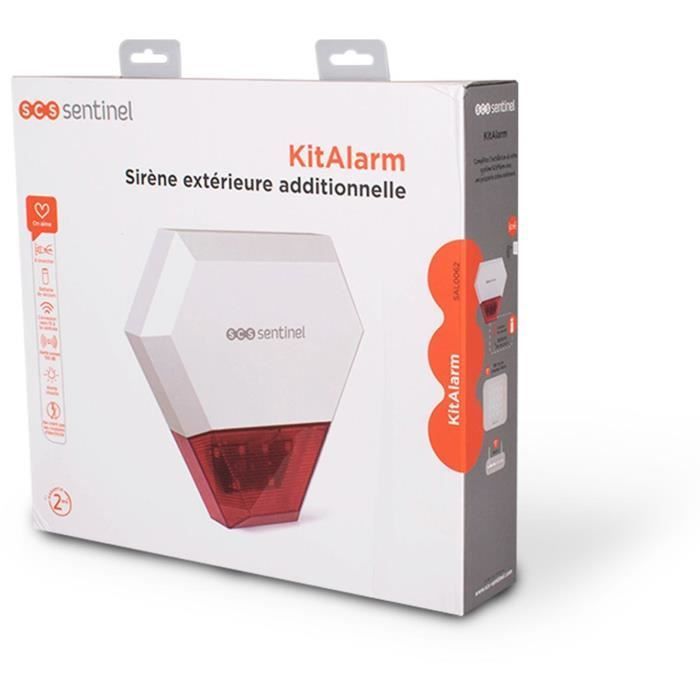 KitAlarm Sirene Externa com Fio Adicional - SCS SENTINEL - Alcance de 80m - Alerta Sonoro e Visual