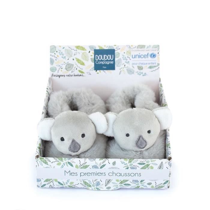 Patucos de bebé - Koala - Sonajero incorporado - Gris - 0-6 meses