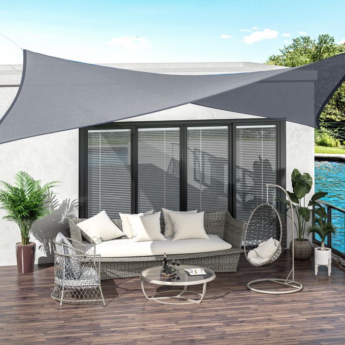 Outsunny - Vela de sombra - HDPE - 600x400cm - Gris
