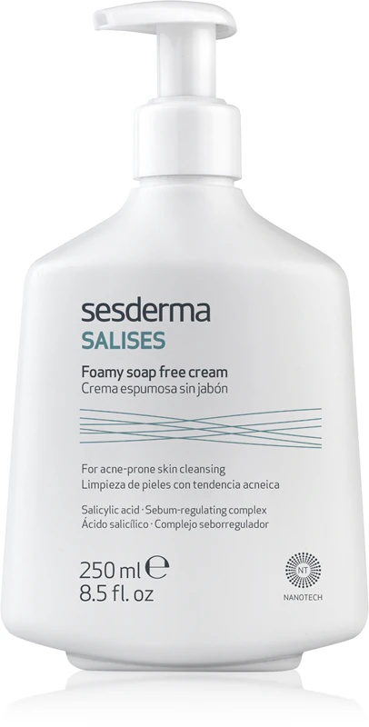 Sesderma Salises putojošs krēms bez ziepēm, attīrošs gels pret pinnēm