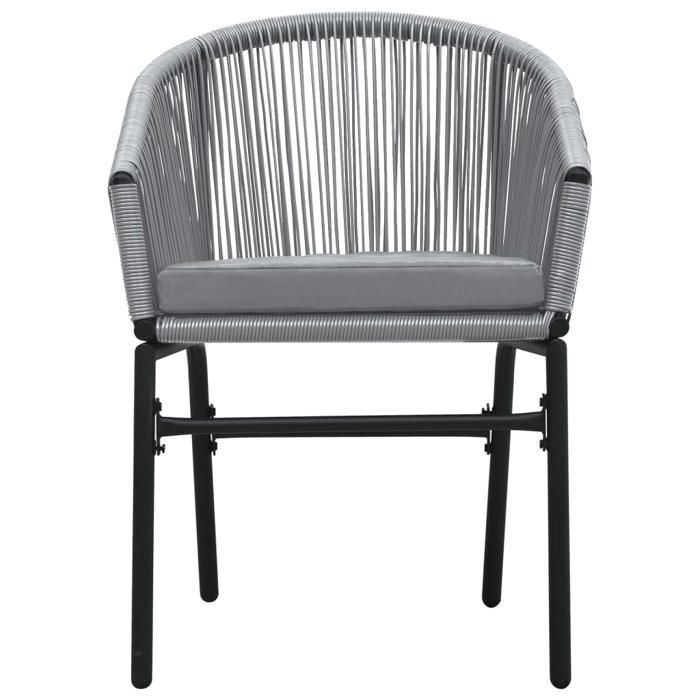 Conjunto de comedor de jardín - BURKE - 3 piezas - Gris - Mesa 80x80x74 cm - Silla 58x58x78 cm - Ratán sintético PVC