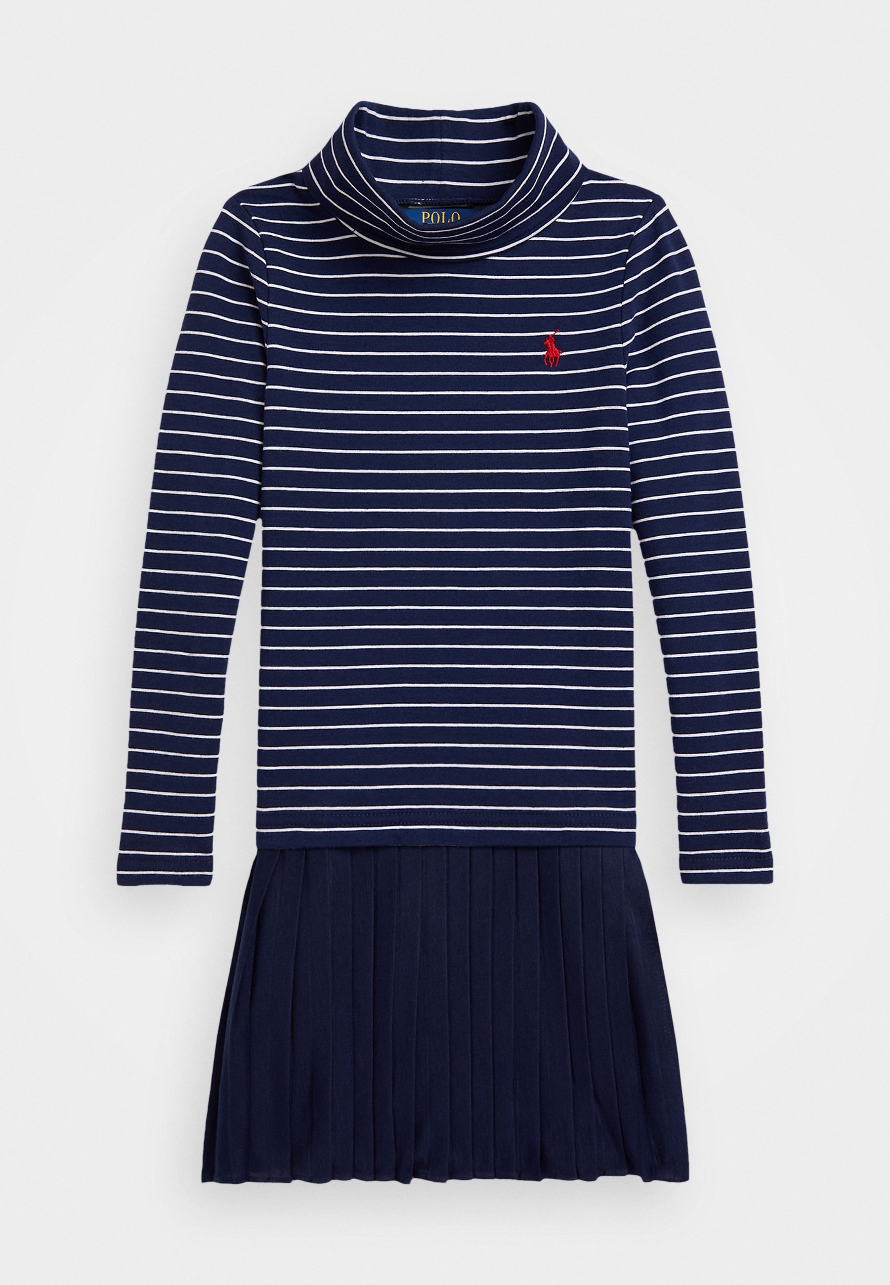 Polo Ralph Lauren gestreepte stretchjersey coltrui - Jersey jurk - verfijnd marineblauw/wit