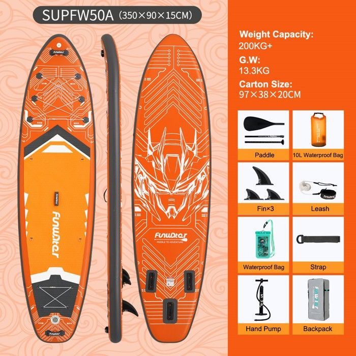 Tavola da SUP gonfiabile FunWater Stand Up, tavola da SUP antiscivolo, tavola da SUP per sport acquatici, tavola da surf, SUP