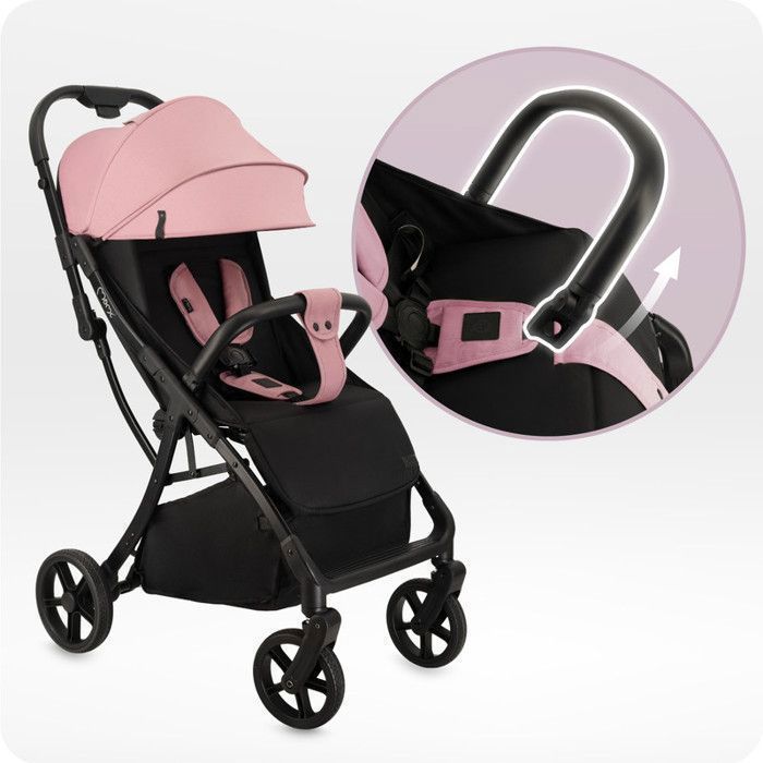 MoMi PAOLA - Poussette compacte auto-pliante 6m+ jusqu’à 22 kg - Roues PU avec suspension - Dossier & repose-pieds réglables - Rose