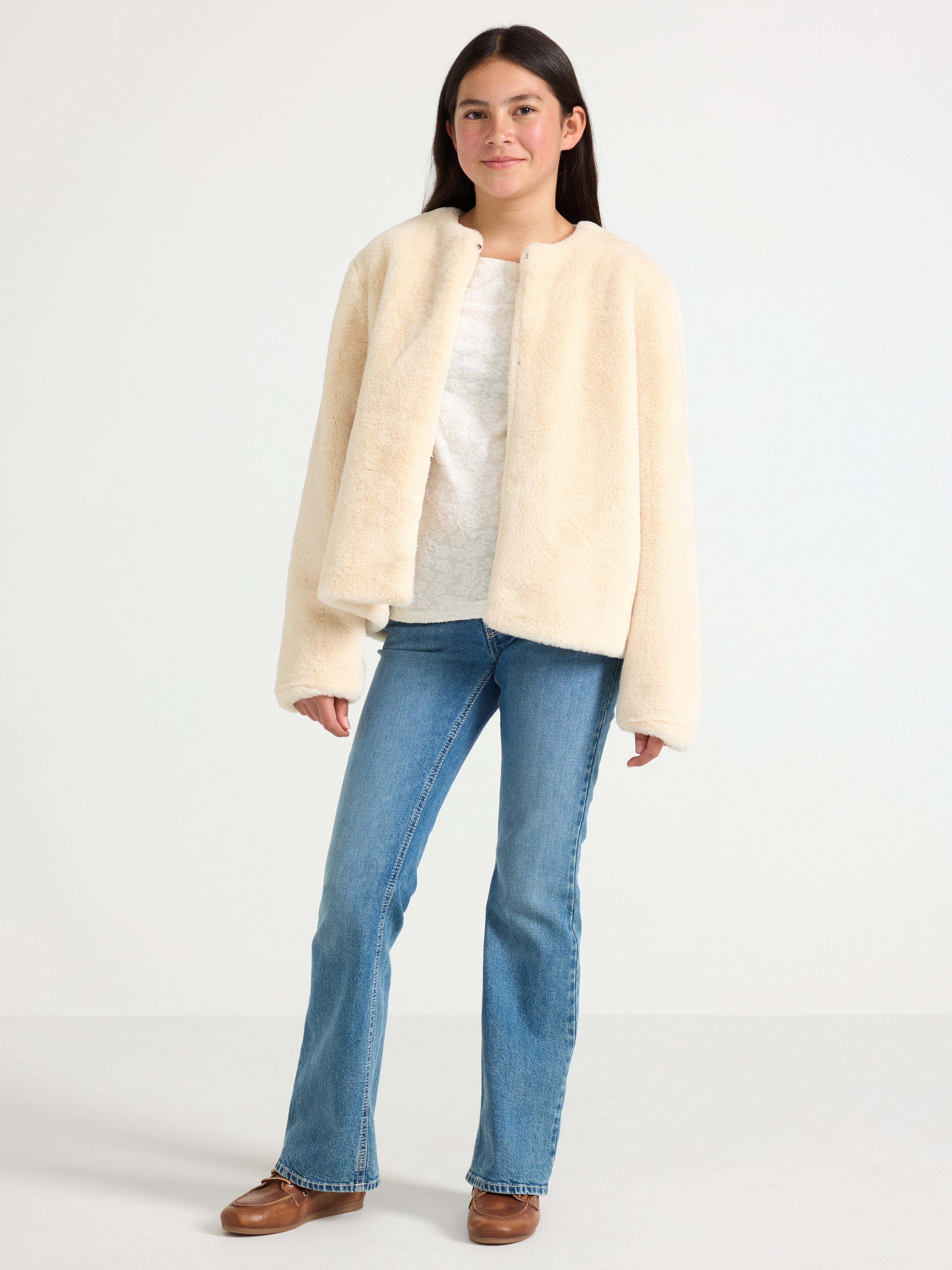 Kunstpelzjacke, hellbeige