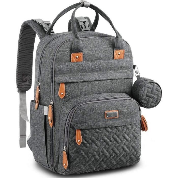 Mochila cambiador con cambiador integrado – Bolsa cambiador multifuncional impermeable de gran capacidad – Gris oscuro