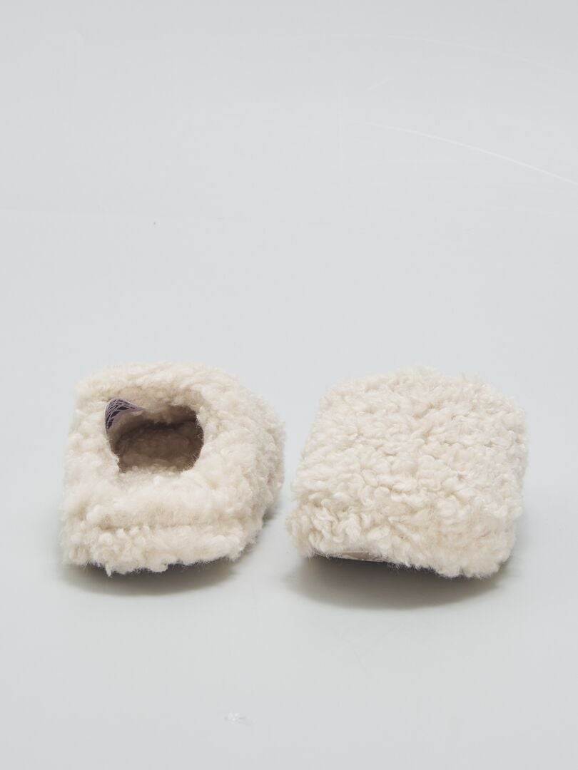Pantuflas tipo mule de sherpa - BEIGE