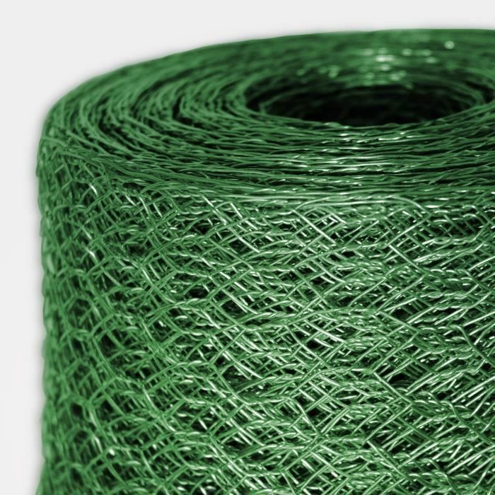 Rete metallica a tripla torsione, verde, maglia esagonale, dimensione maglia 13 mm, 100 cm x 25 m