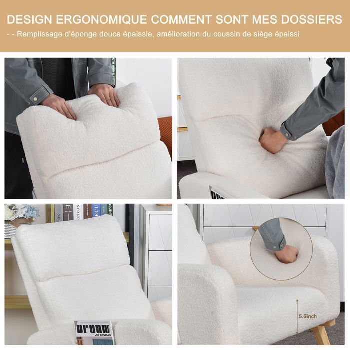 Rocking Chair - LUMINARIX - Solid Wood - Storage Pockets - Scandinavian Style