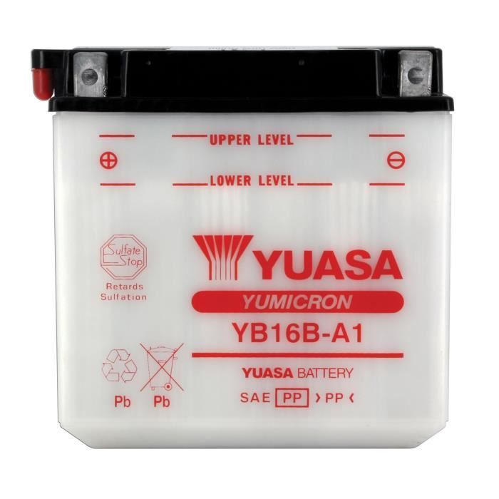 YUASA - 12V motorfietsaccu met onderhoudsvrij zuurpakket Yb16Ba-1