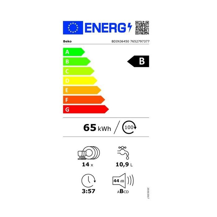 Volledig geïntegreerde vaatwasser - BEKO - BDIN36450 (bPRO 500) - 14 couverts - 44 dB - 60 cm