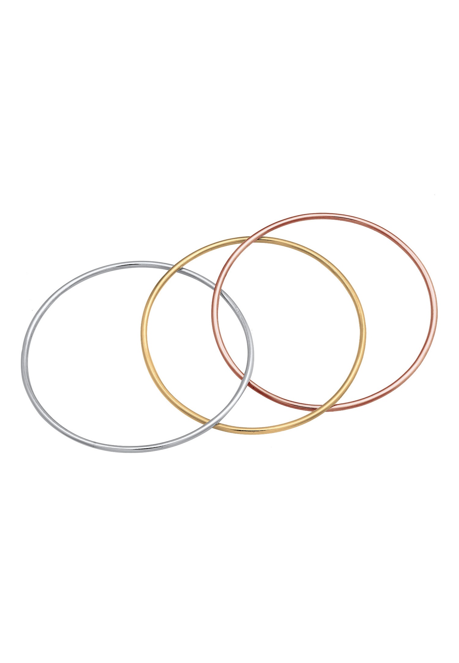 Elli PREMIUM Bracelet pour dames Triple entrelacé classique tricolore en argent sterling 925 plaqué or
