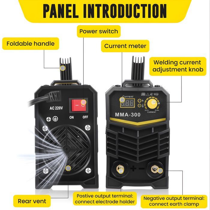 Poste à Souder Inverter - CREMLANK - 220 V - 140 A - 30X15X18CM - Affichage numérique - JAUNE
