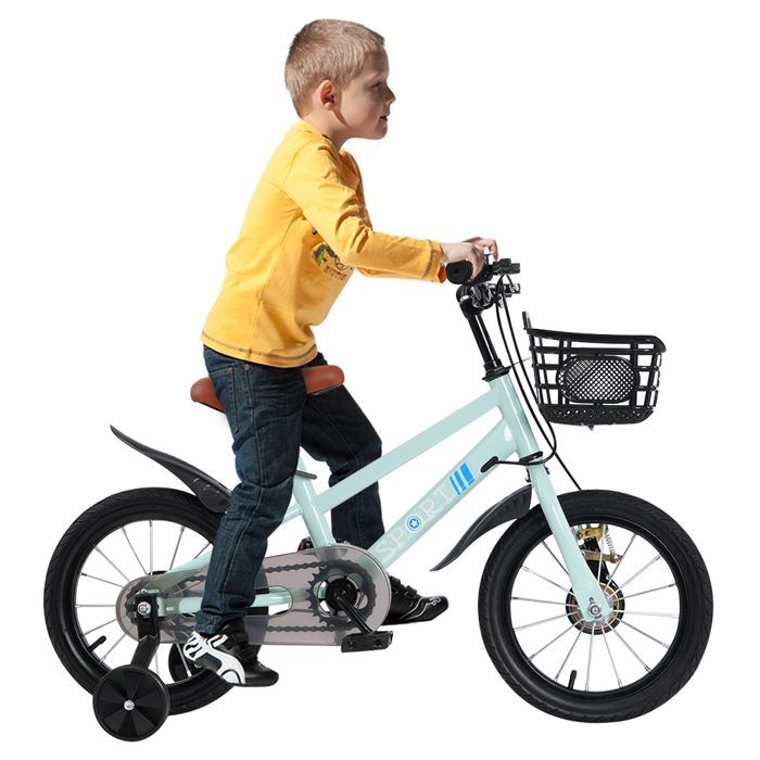 MIPAN.Vélo pour Fille/Garçon-Vélo enfant16 -Velo enfant 3 ans-Avce Panier+Roues auxiliaires-Hauteur réglable - Max:50KG -Vert
