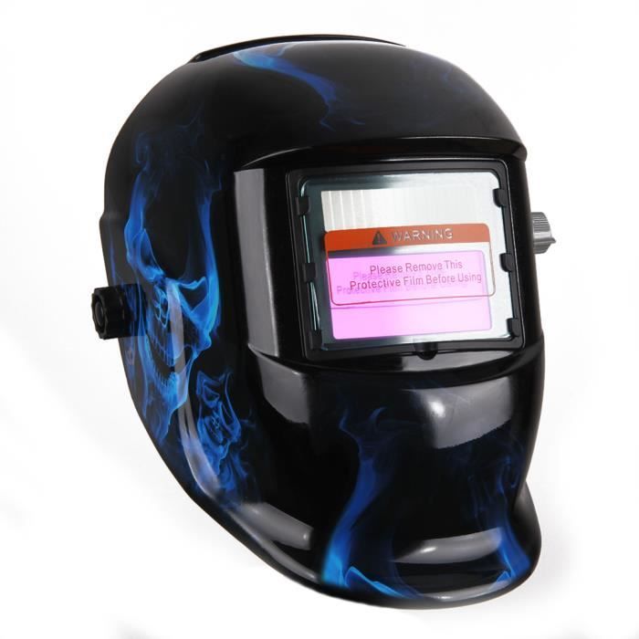 Variable Darkening Blue Skull Welding Mask with Auto-Darkening LCD Filter for ARC TIG MIG Welders