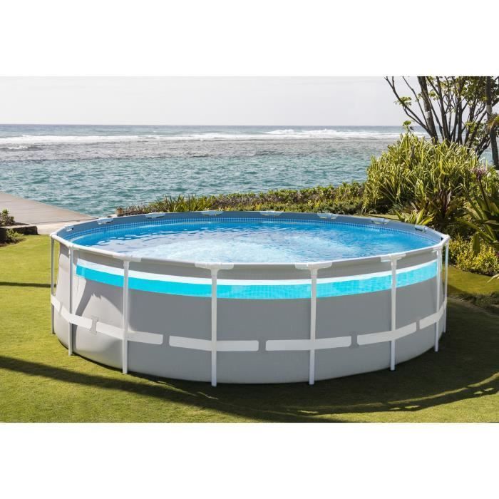 Kit de piscina tubular desmontable Intex - Estructura Pris - 488 x 122 cm - Redonda (bomba, cubierta, alfombrilla de suelo y escalera) - 26730NP