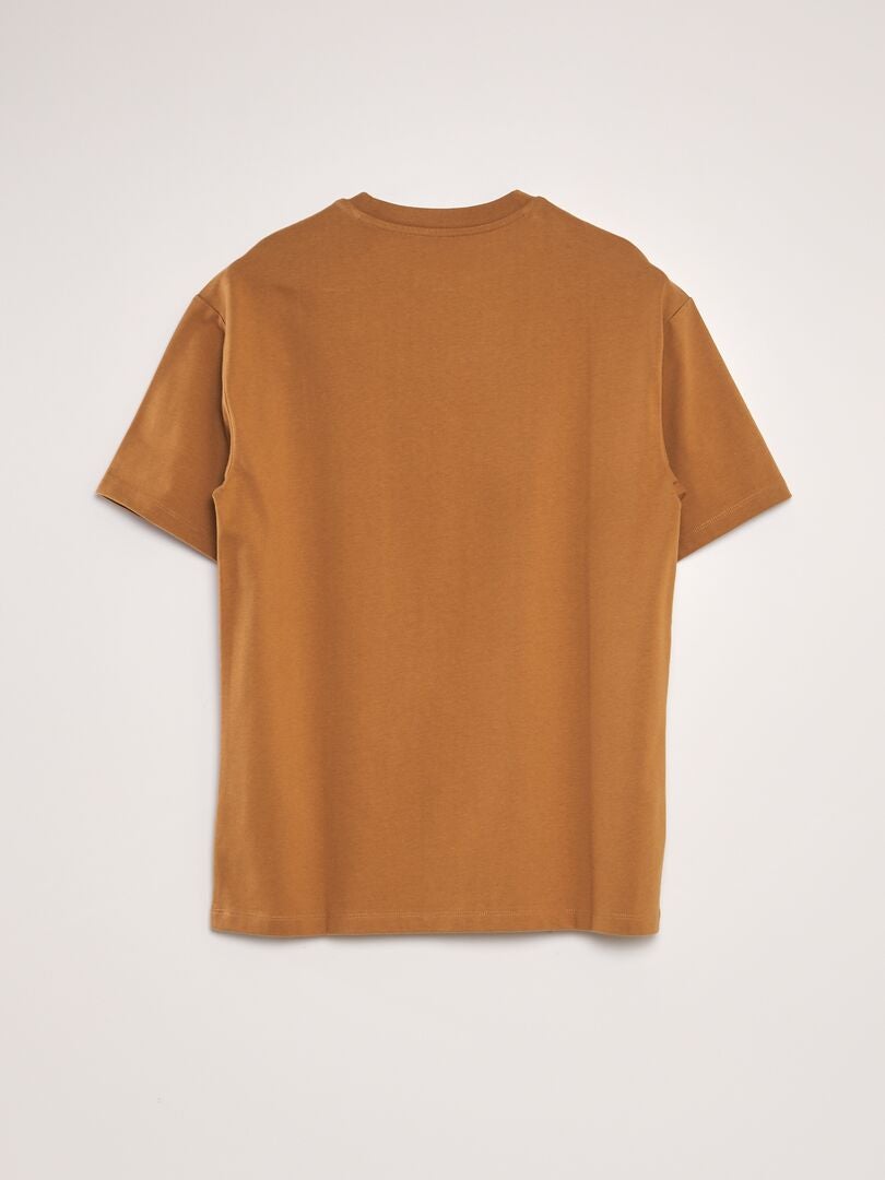 Effen katoenen T-shirt - BRUIN