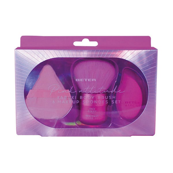 Сет четкица и сунђера за шминку Pink Attitude Kabuki | 1 комад