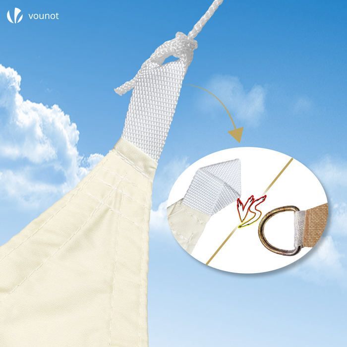 Vela de sombra rectangular impermeable de poliéster VOUNOT® con kit de montaje, 3x2 m, color beige.