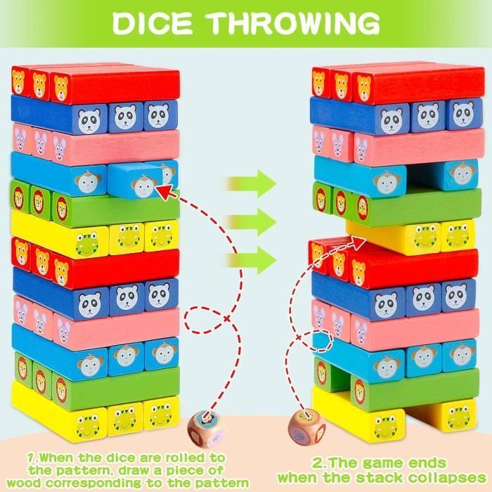 Jeu d'empilage de Tour en Bois - Montessori - 76 pièces - Jouet éducatif pour enfant