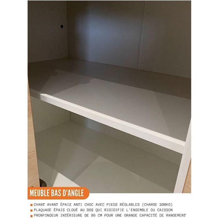 Mobile base angolare Bellissi bianco con 1 anta, L 110 cm - Cuisineandcie