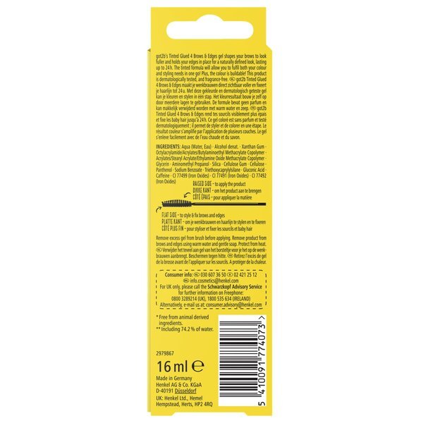Got2b obarvan lepljen gel za obrvi in robove, od temno blond do rjave barve, 15 ml