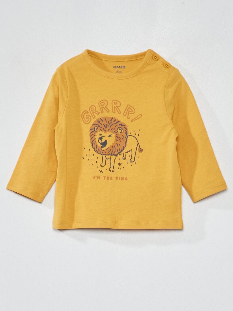 Jersey T-shirt met print - Geel