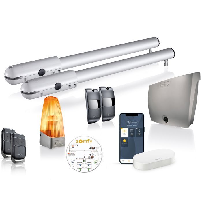 Somfy 1241955 - Motore per cancello a battente SGS Essential Connect - Controllo remoto tramite smartphone e assistenti vocali