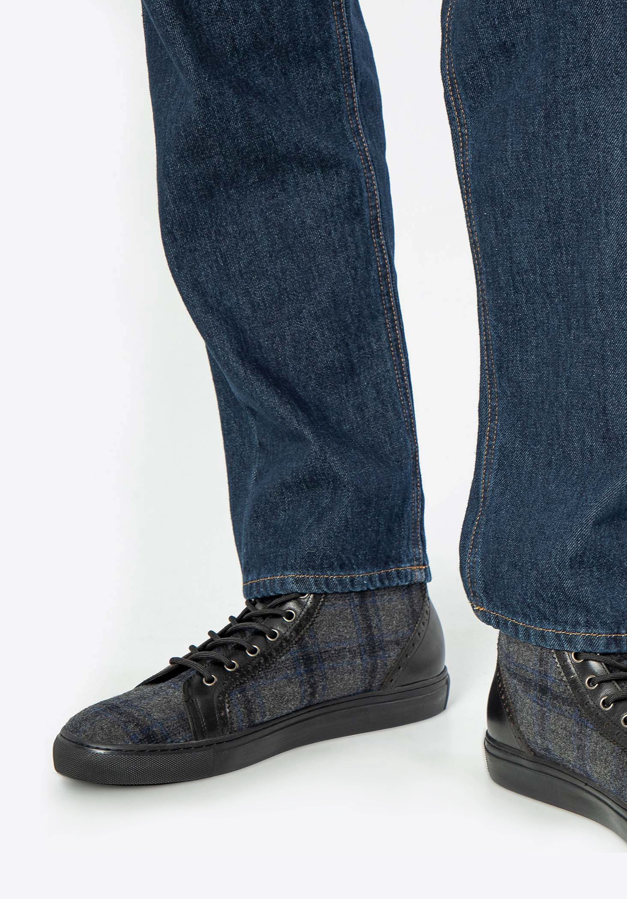 Męskie sneakersy skórzane wysokie czarne