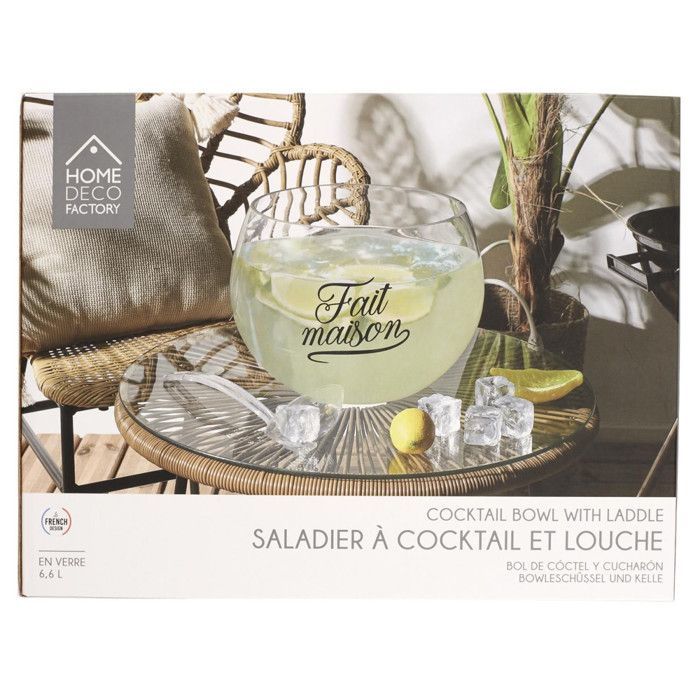 Saladier à Cocktail - Home Deco Factory - 6.6l - Transparent - Avec Louche