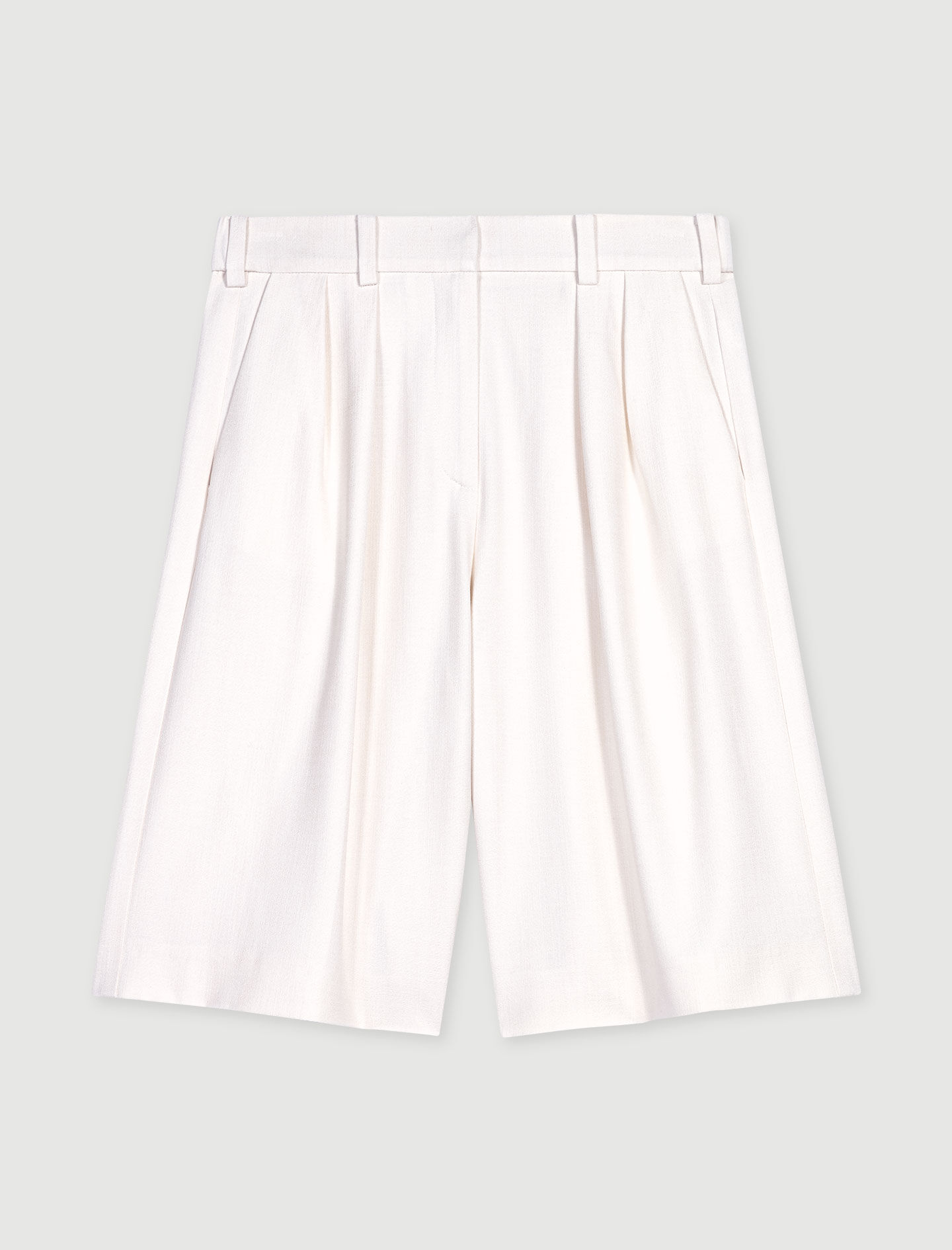 Bermudashorts met plooien - Gebroken wit