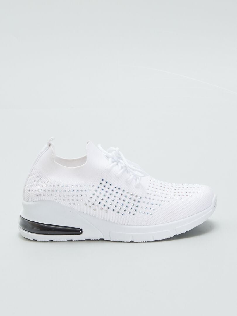 Tênis esportivo com strass - BRANCO