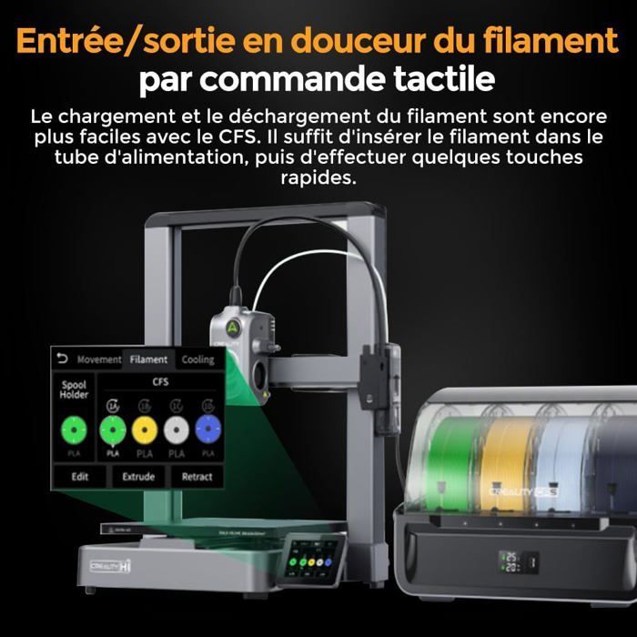 Creality Hi Combo 3D printer, multi-color, CFS, 500mm/s, 95% pre-assembled, XY Step-Servo motor, upgradeable