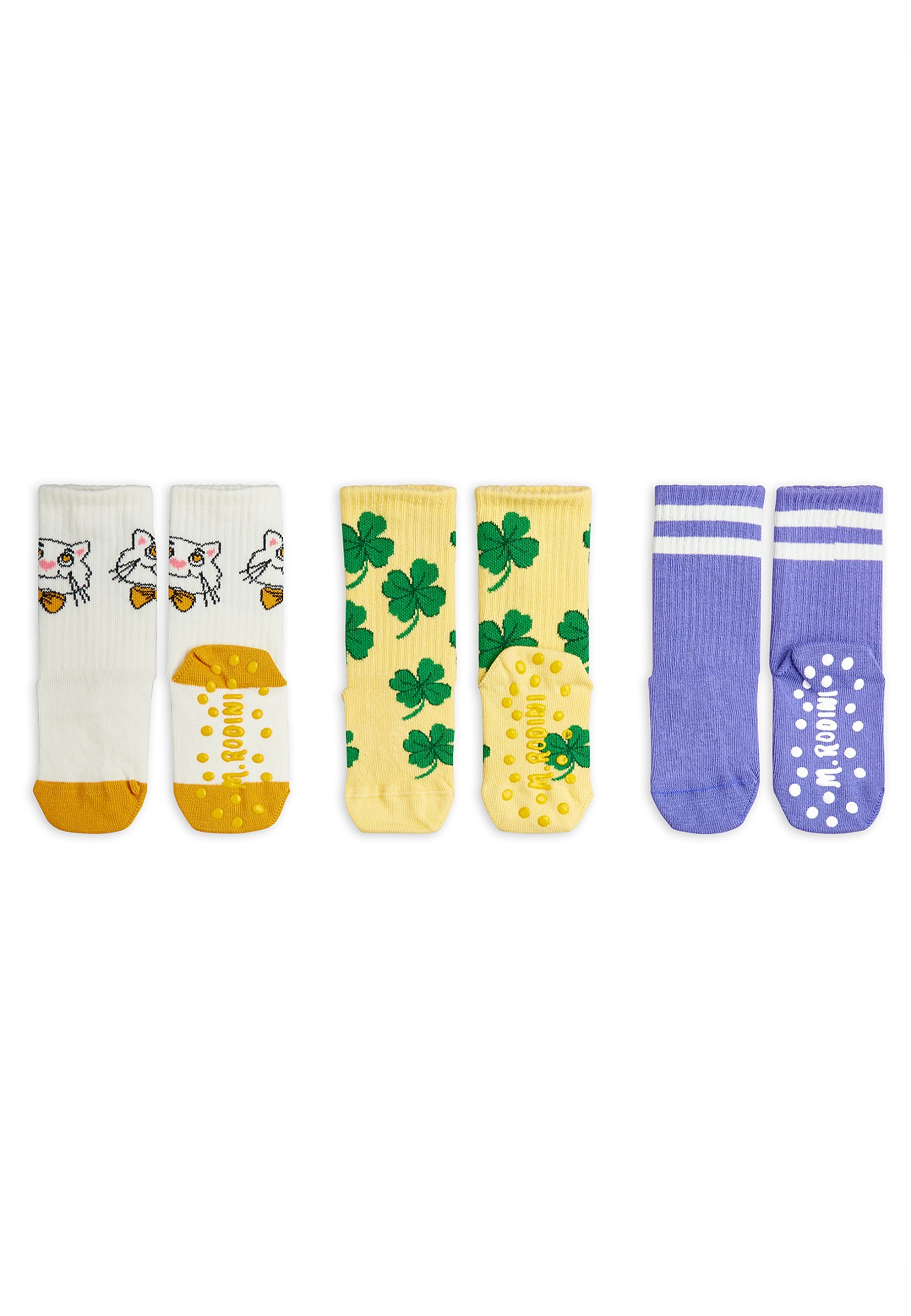 Mini Rodini CHAT CHAT - Lot de 3 chaussettes antidérapantes unisexes - Multicolore