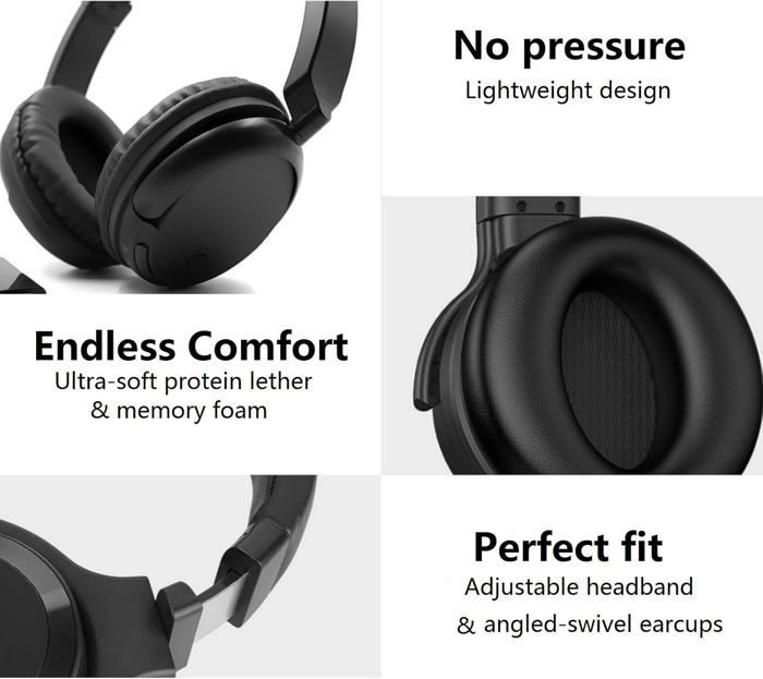 Wireless TV Headphones with USB Transmitter for Seniors, Bluetooth 5.3 On-Ear Headphones, 30-Hour Battery Life, Retractable Headband