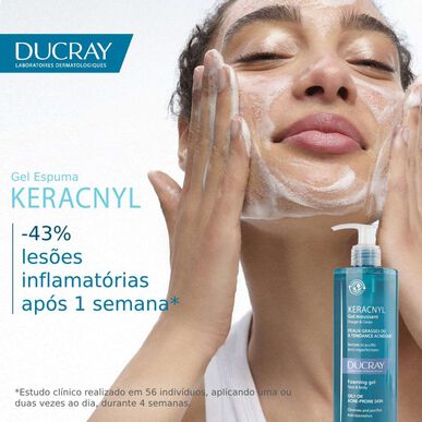 Ducray Keracnyl Vaahtoava Geeli Kasvojen ja Vartalon Puhdistusaine Rasvoittuvalle, Aknean Taipuvaiselle Iholle 400 ml