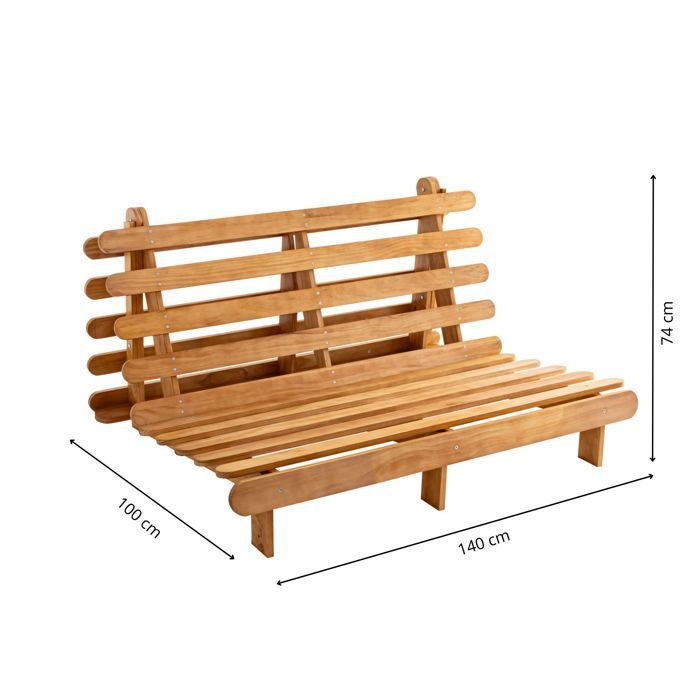 Struttura futon 140x200 in legno massello naturale Terre de Nuit