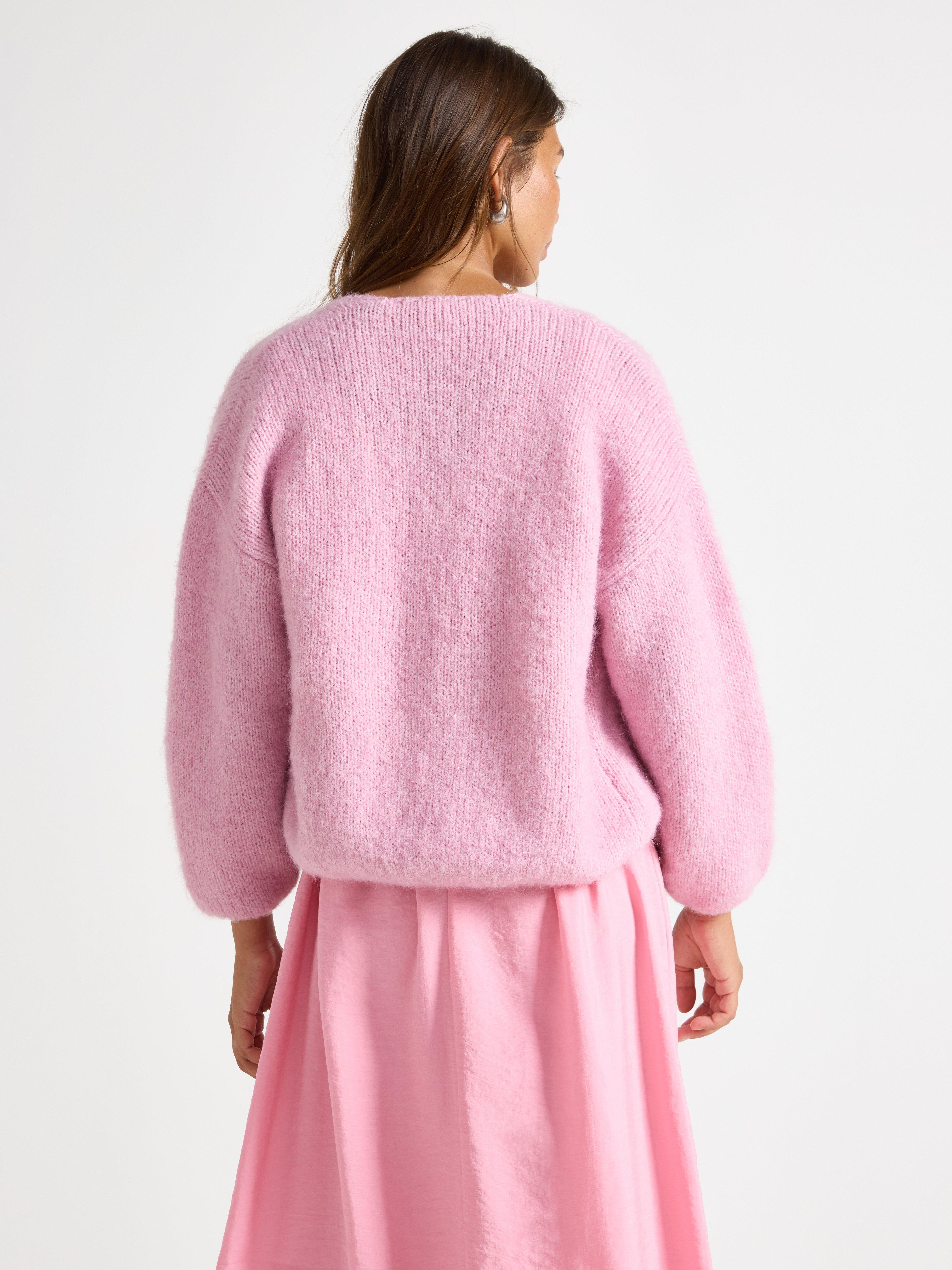 Strikket cardigan rosa