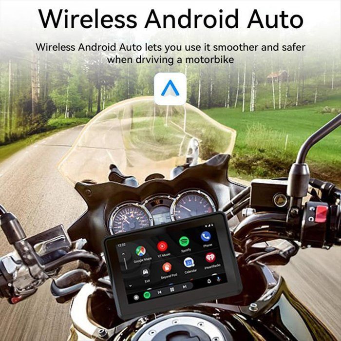 Pantalla táctil de 5 pulgadas, GPS, CarPlay para motocicletas, estéreo portátil inalámbrico con CarPlay y Android Auto, resistente al agua, Bluetooth dual