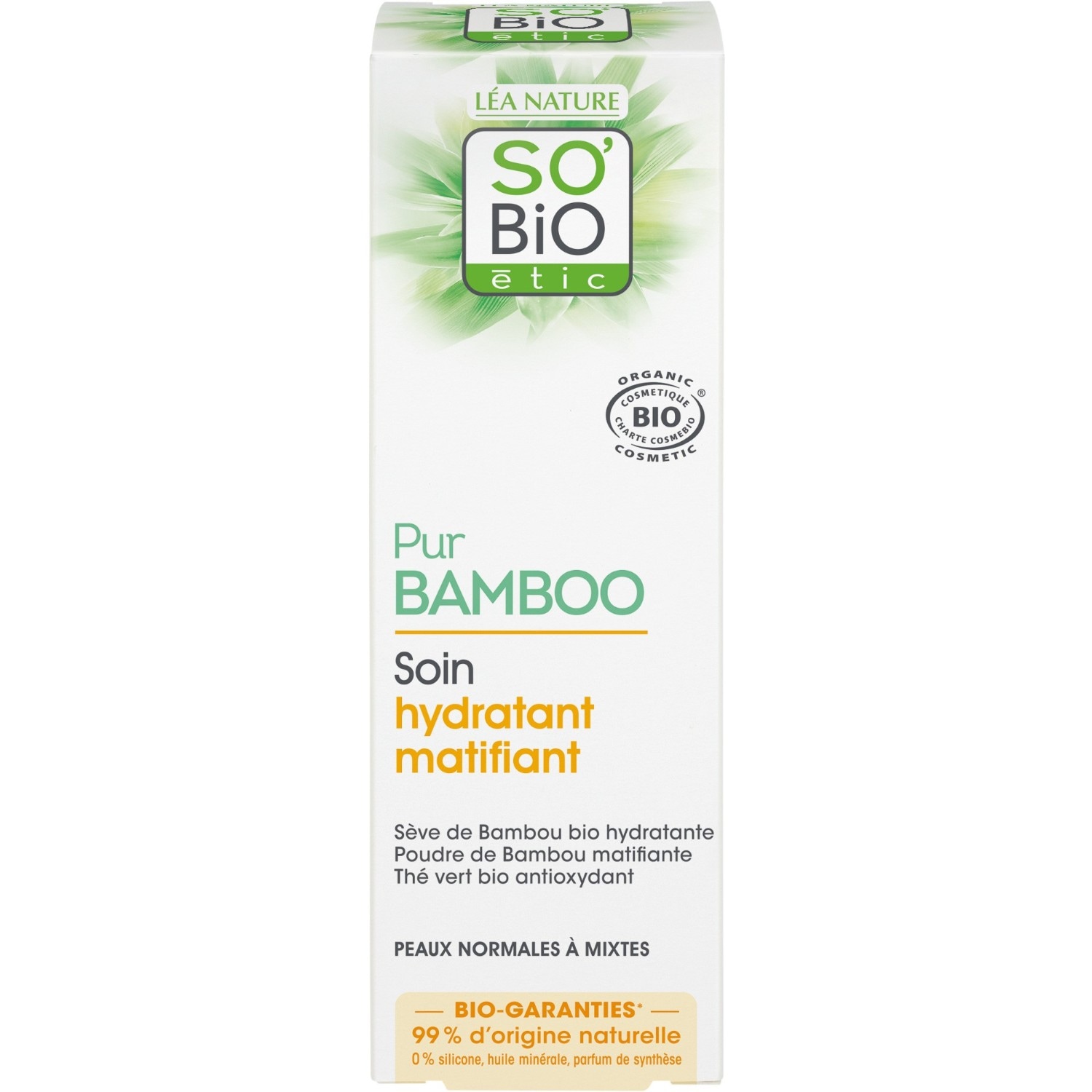 SO BiO étic Soin hydratant¹ matifiant, peaux normales à mixtes, Pur Bamboo