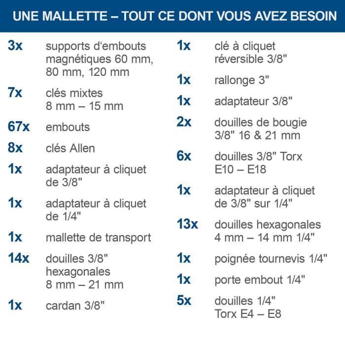 Malette à outils de 135 pièces - SCHAPPACH - TB170 - Outils en acier chrome vanadium - Mallette verrouillable