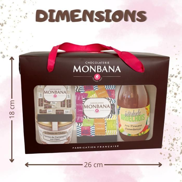 Coffret Sucré Salé | Biscuits & Nougats MONBANA, Terrine aux Cèpes et Jus de Fruits Ardéchois | Sélection française Prête à Offrir