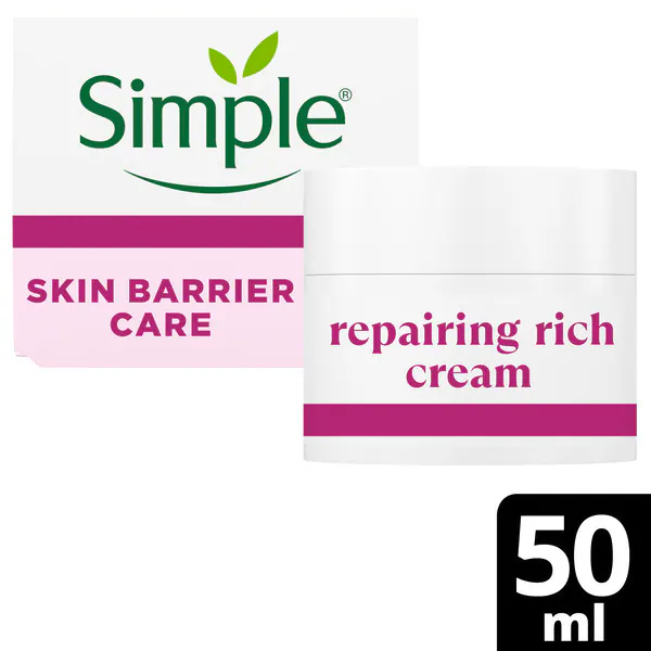 Crema hidratante facial reparadora y nutritiva Simple 50 ml