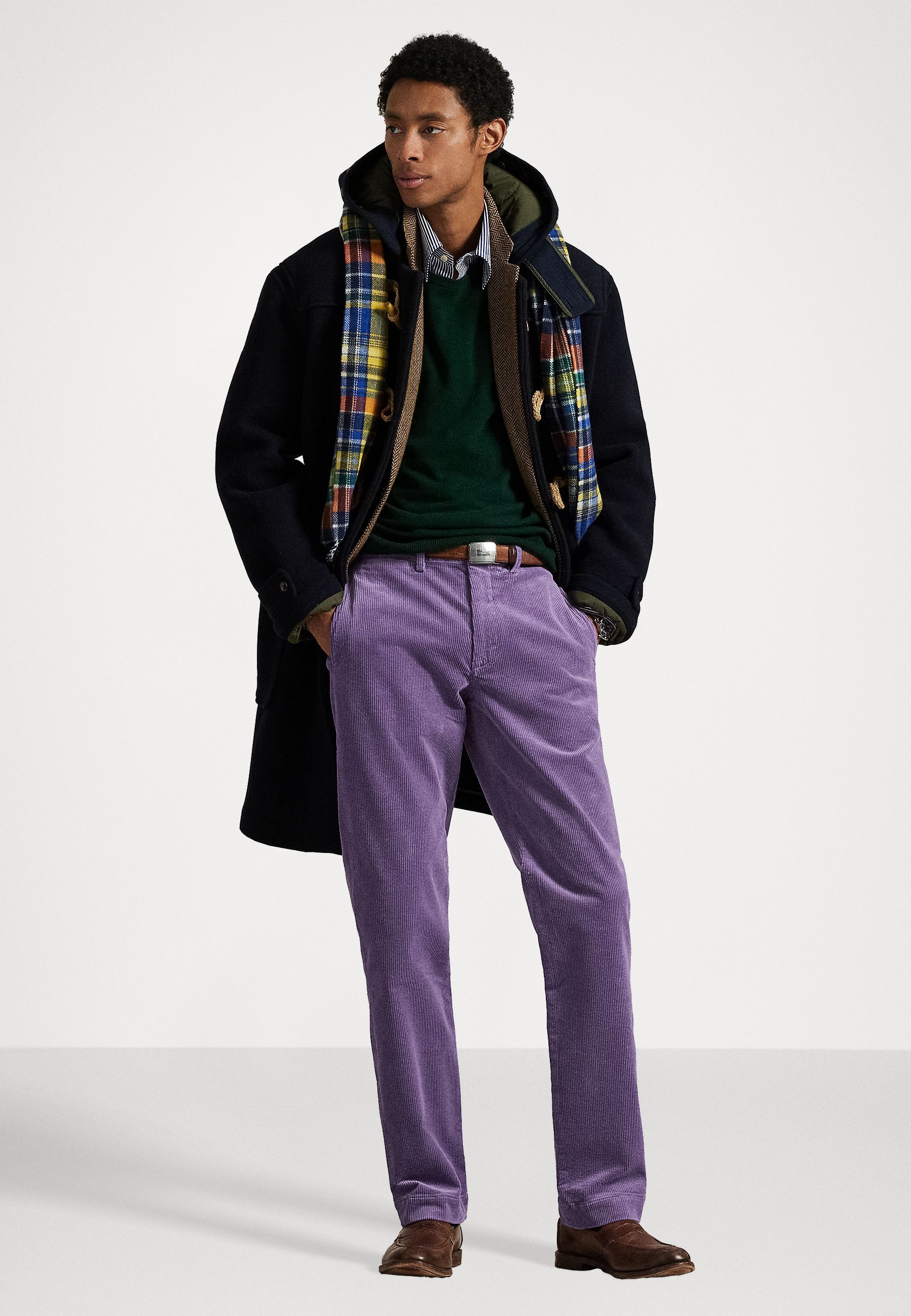 Pantalon en velours côtelé coupe droite extensible Polo Ralph Lauren - Violet rugby