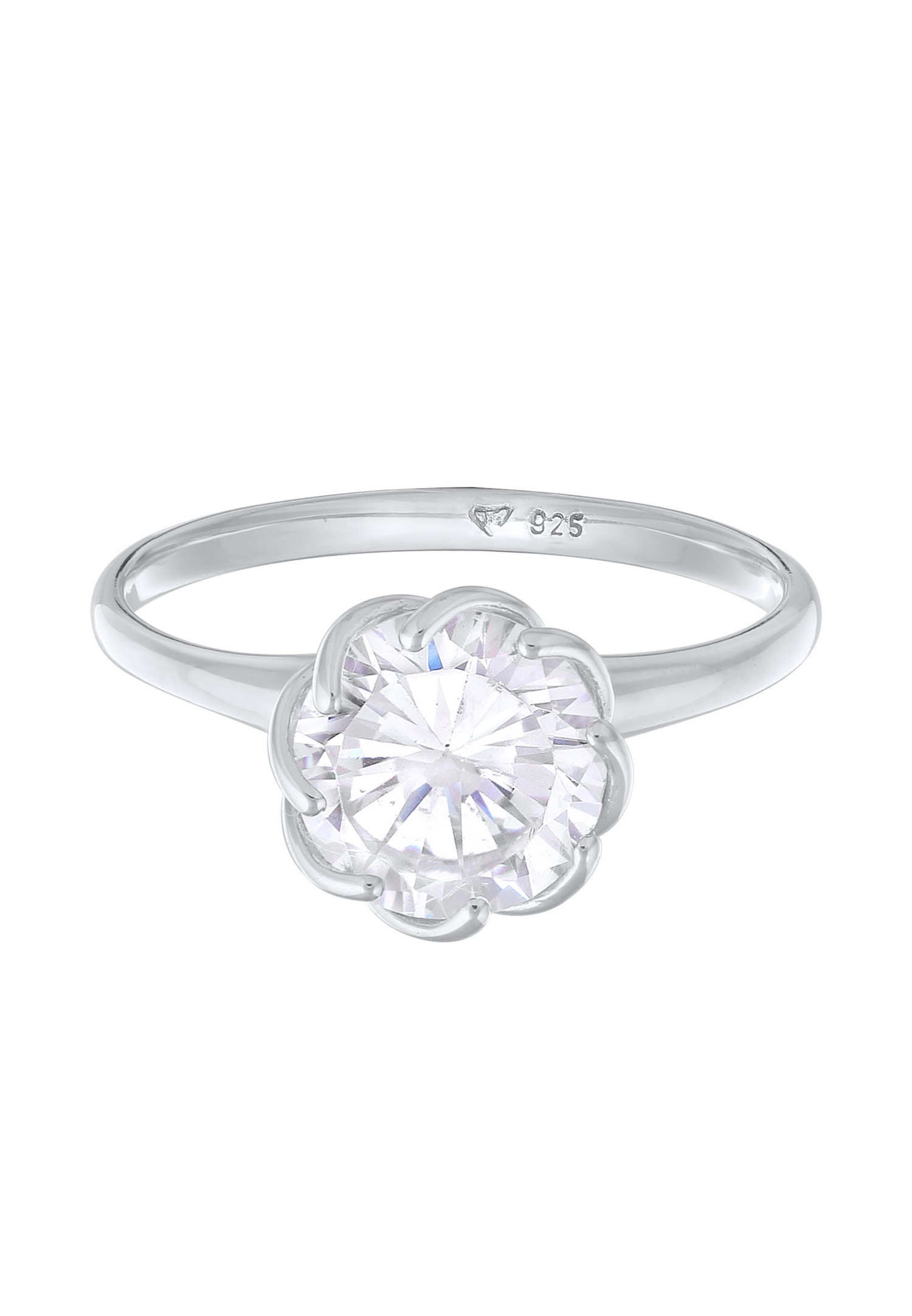 Elli Femmes Bague de fiançailles Solitaire Fleur avec Zirconia en argent sterling 925