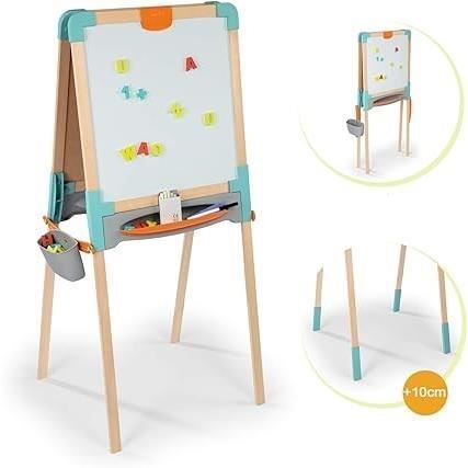 Smoby - Tableau en bois double face - Ardoise craie et Blanche magnétique - Pliable et hauteur ajustable - 80 accessoires - Dés 3ans