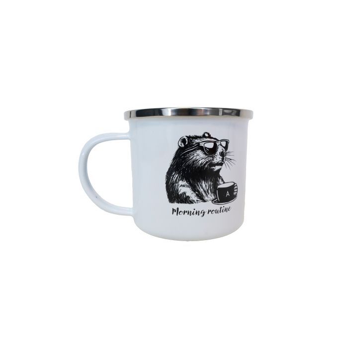 Mug Emaille Marmotte Morning Routine | Azimut Outdoor Azimut outdoor Matériel de bivouac et camping