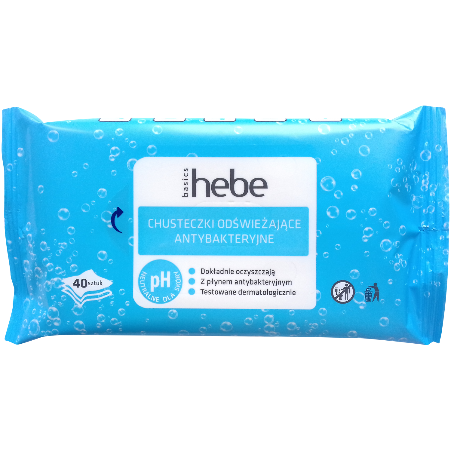 Hebe Basics frissítő antibakteriális törlőkendők 40 db