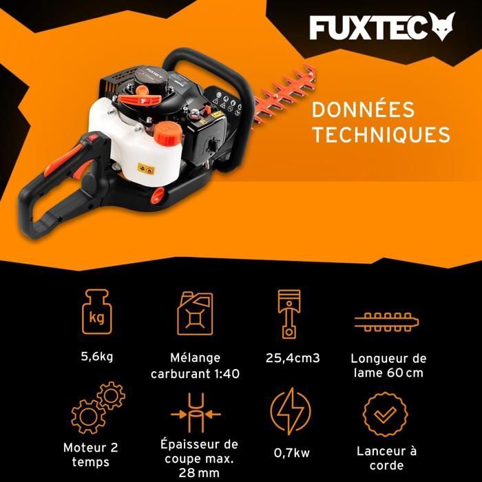 Cortasetos de gasolina FUXTEC FX-MH123ECO 2T de 25,4 cc, cuchilla de 560 mm, ancho de corte de 28 mm, ergonómico y antivibración.