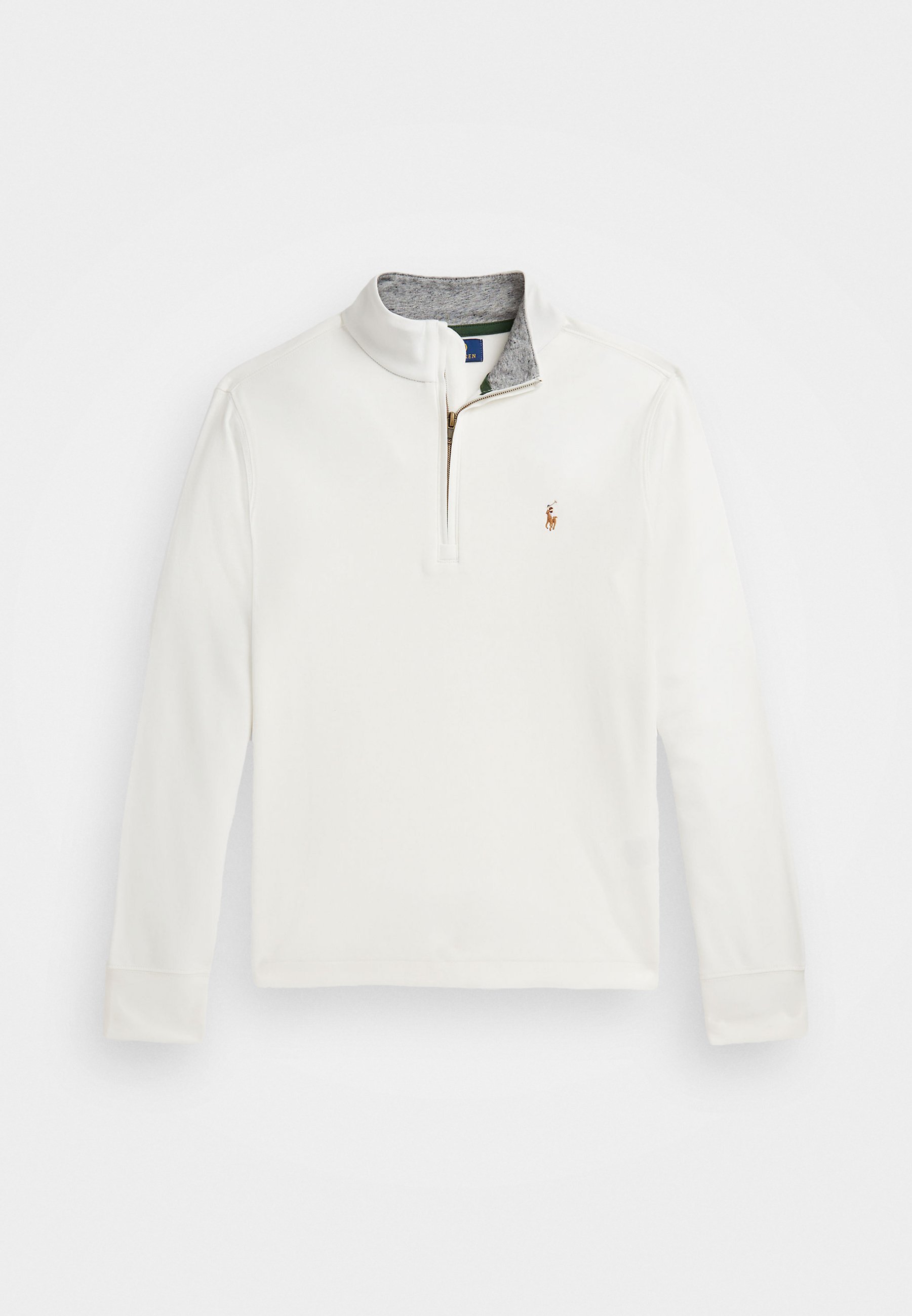 Polo Ralph Lauren katoenen interlock trui met kwartrits - Top met lange mouwen - Trophy Cream